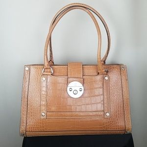 Michael Kors Alligator Embossed Print Tan Tote Bag